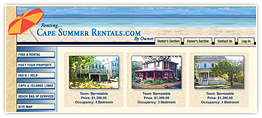 Cape Summer Rentals, design, markup and flash.