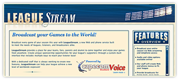 LeagueStream website, design and markup, flash videos