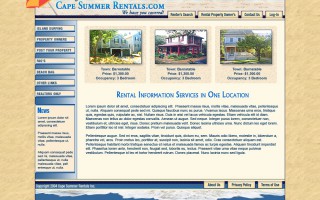 Cape Summer Rentals, design, markup and flash.