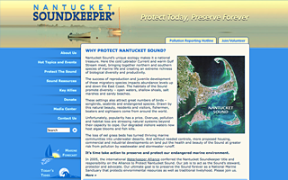 Nantucket Soundkeeper Home Page, design, markup and flash videos.